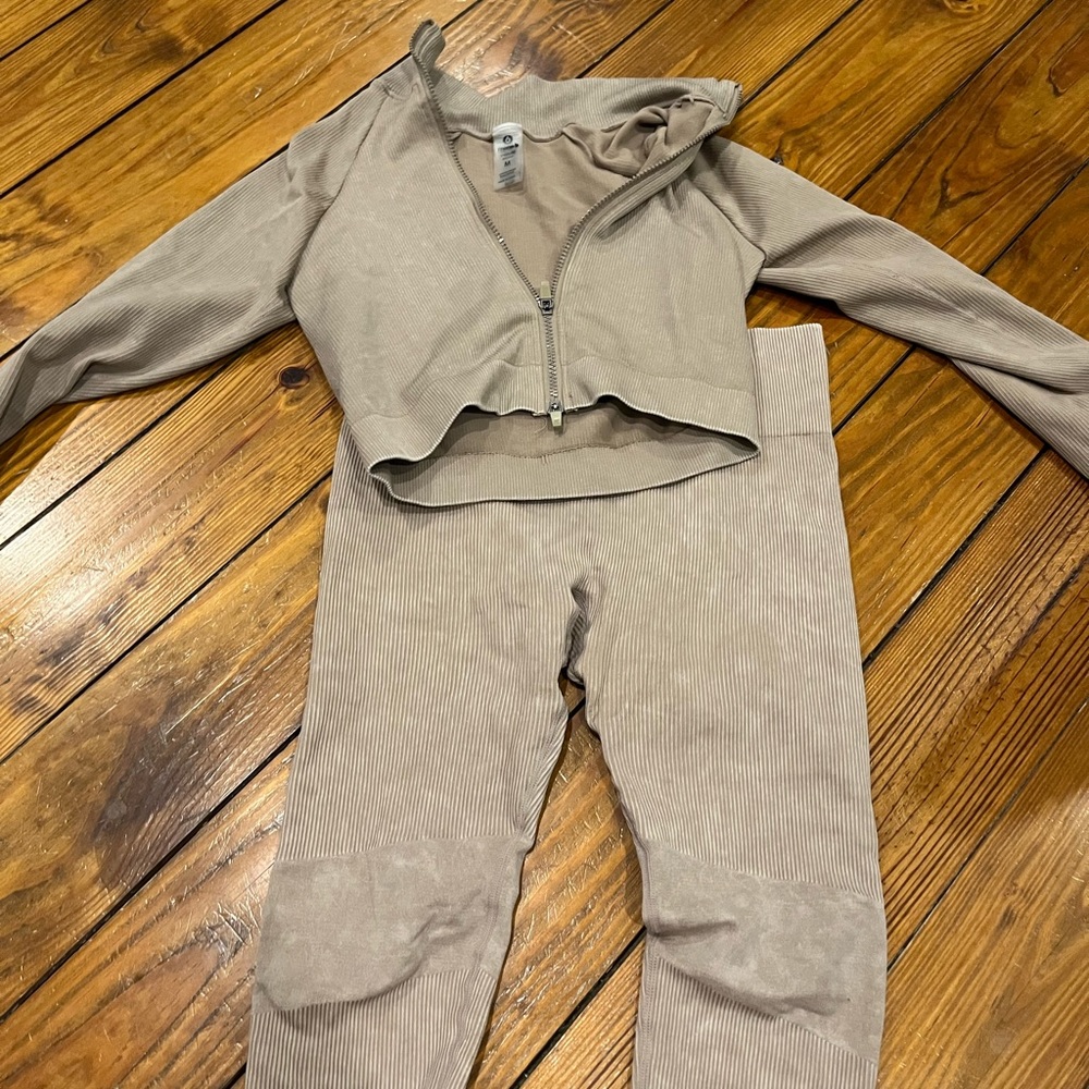Beige Matching Athletic Set